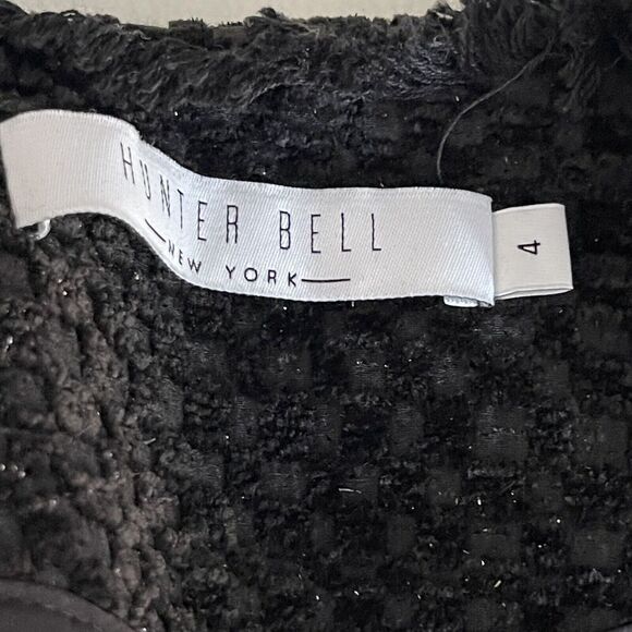 Hunter Bell New York Coco Tweed Jacket Size 4 Black Wool Nylon Open Front $565 - Picture 3 of 3